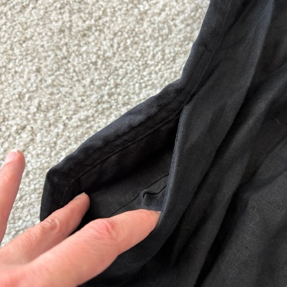 Quince European Linen Short Sleeve Swing Dress Black Size Large Beach Vacation - Picture 5 of 10